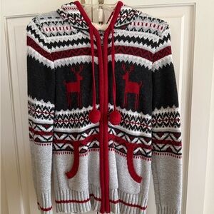 Shrinking Violet Black and Red Zip Up Sweater Nordic Design